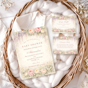 Blush Wisteria Och Rosenträdgård Baby Shower Pappersservett
