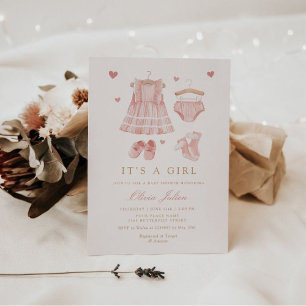Modern enkel Cute Boho Clothes Baby Shower I Inbjudningar