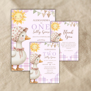 Cute Fånig Goose Girl Birthday Watercolor Tack Kort