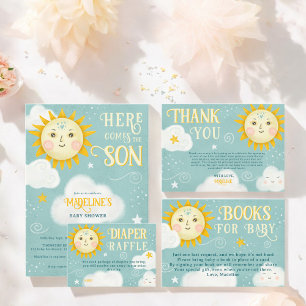 Retro Whimsical Sol här kommer hit med sonbabydusc Inbjudningar