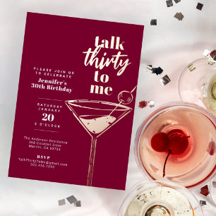 Prata trettio till mig 30:e Cocktail Birthday Whit Inbjudningar