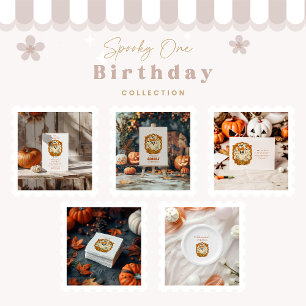 Solros Snöre Ghost Halloween 1:a födelsedagen Tack Kort