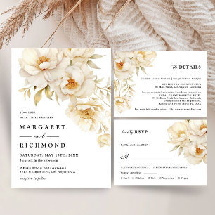 Elegant i Elfenbenskusten Guld Blommigt Bröllop Ta Tack Kort