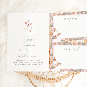 Sombunny Sweet Vår Blommigt Girls 1:a födelsedagen Inbjudningar