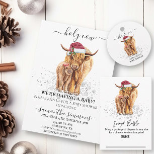 Helig ko Högländsk kalv Baby Shower Jul Inbjudningar