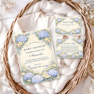 Dammblå Hydrangea Barockt Blommigt Draperi Tilläggskort