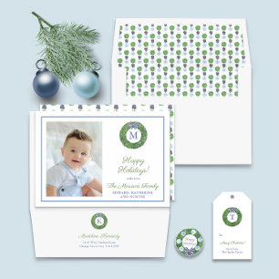 Enkel Elegant Greenery Wandey God jul Presentetikett