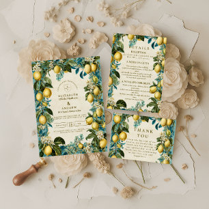Citrus Blossom Heritage Bröllop Tack Kort