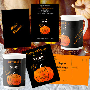 Svart och Orange, Halloween, för att matcha kattma T Shirt