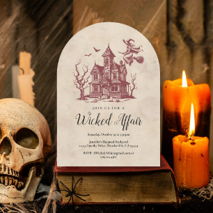 Ond Häxa Spökhus Vintage Halloweenfest Vykort