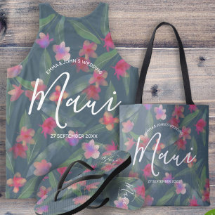 Watercolor Hibiscus Maui Bröllop Square Inbjudningar
