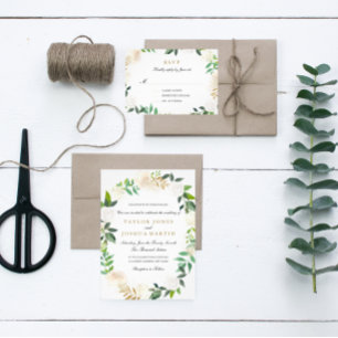 Inbjudan till  Guld Watercolor Wandebröllop