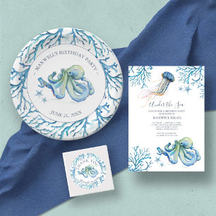 Tack klämmer ut under havets födelsedag runt klistermärke