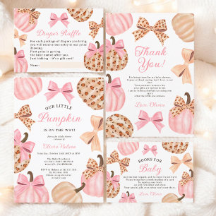 Cute Coquette Rosa Bow Leopard Pumpkin babydusch Tack Kort
