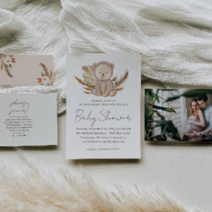 Boho Baby Sprinkle-inbjudan med sött björn Helg Vykort