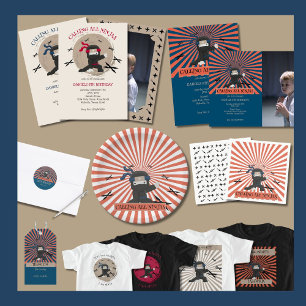 Cute Ninja Warrior Barns födelsedag Photo Inbjudningar