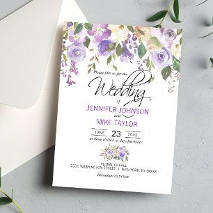 Watercolor Floral Lavender Guest Wedding DETAILS Tilläggskort