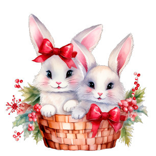 Cute Julbunnier i ett hälsningskort för Basket Kort