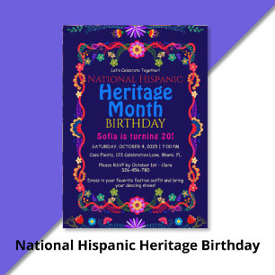 National Hispanic Heritage Birthday - Colorful Flo T Shirt