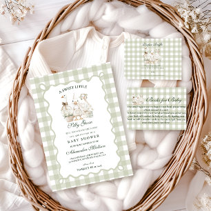 Sage Gingham Dumma Gås Baby Shower Pappersservett
