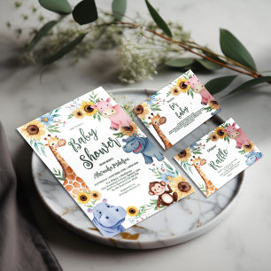 Cute Safari Animal Greenery Baby Shower Tilläggskort