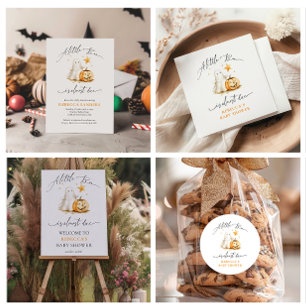 Cute Ghost Pumpkin Boo Halloween Baby Shower Runt Klistermärke