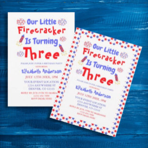 Little Firecracker 3rd Birthday Inbjudningar