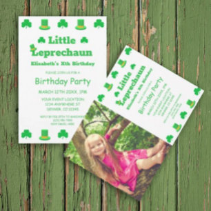 Little Leprechaun Barns födelsedag Inbjudningar