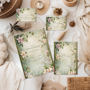 Art nouveau Inspired Blommigt Symphony Bröllop Spara Datumet