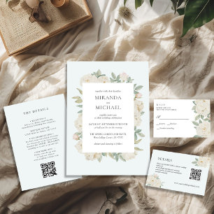 Romantic Vit ros Elegant bröllop Spara Datumet