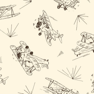 Roaring Art Deco Bi-flygplan - skisserade mönster. Rund Klocka