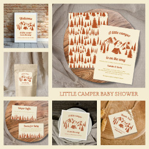 Camping Baby Shower Little Camper Woodland Fyrkantigt Klistermärke