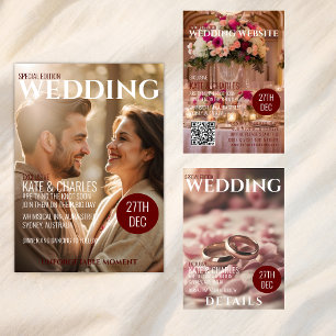 Unik Anpassningsbar Magazine Stil Spara datum Inbjudningar