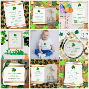 Snyggt Gold Foil St. Patrick's Day 1st Birthday Inbjudningar