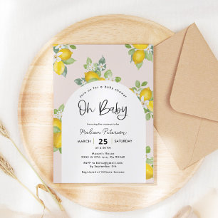 Citrus Watercolor Lemon Theter Baby Shower Inbjudningar