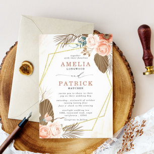 Terracotta Boho Blommigt bröllopsinbjudan Inbjudningar