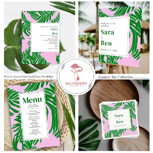 Modern Rosa + Grönt Beach Wedding QR-OSA