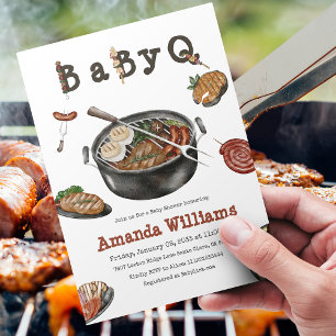 Barbecue Backyard Party Baby Shower BabyQ Inbjudningar