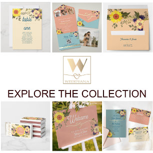 Boho Blommigt Gult Rosa och Blue Bröllop Inbjudningar