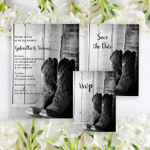 Rustic CowboyBoots Landsbyggsbröllop OSA Response Kort