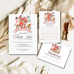 Fairy Enchanted Mashroom Minimal 1st Birthday Meny