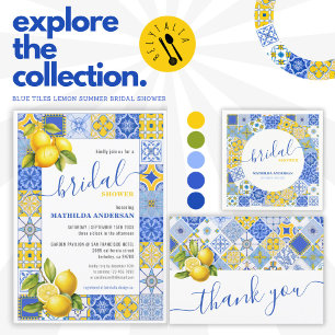 Italienska Blue Tiles Lemon Sommar Möhippa Tack Kort
