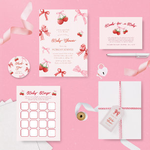 Berry Sweet Rosa Coquette Baby Shower Inbjudningar