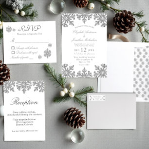 Silver Snowflake Winter Wedding Inbjudningar