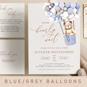 Bear Balloons Baby Shower allt i en inbjudan