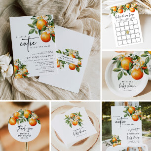 Little Cutie Baby Shower-inbjudan Citrus Orange Inbjudningar