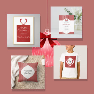 Cute Jul Framed Photo Burgundy Red Julkort