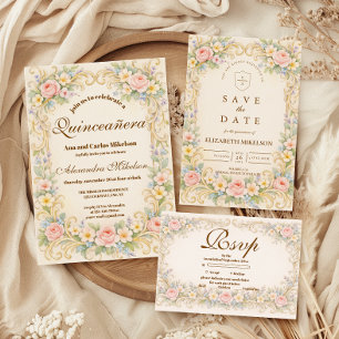 Pastellträdgård Barock Quinceañera OSA Kort