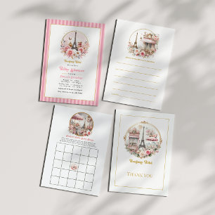 Parisian Bonjour Bébé Rosa Fransk Café Bebis Showe Tack Kort