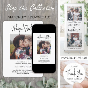 QR OSA Chic - minimalistiskt allt-i-ett-foto-Bröll Inbjudningar